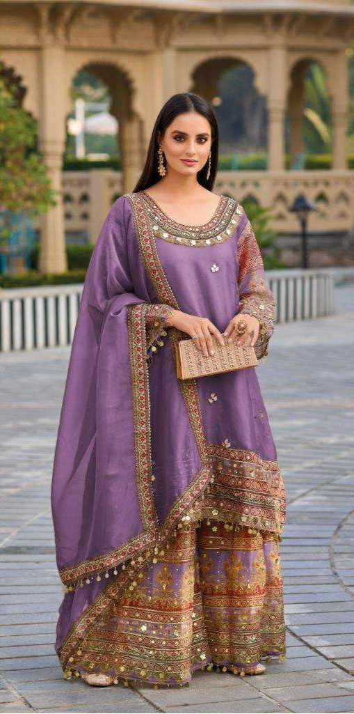 Pure Tissue Viscose Shimmer Set – Gota Patti & Rajwada Print | Sangeet & Mehndi Wear