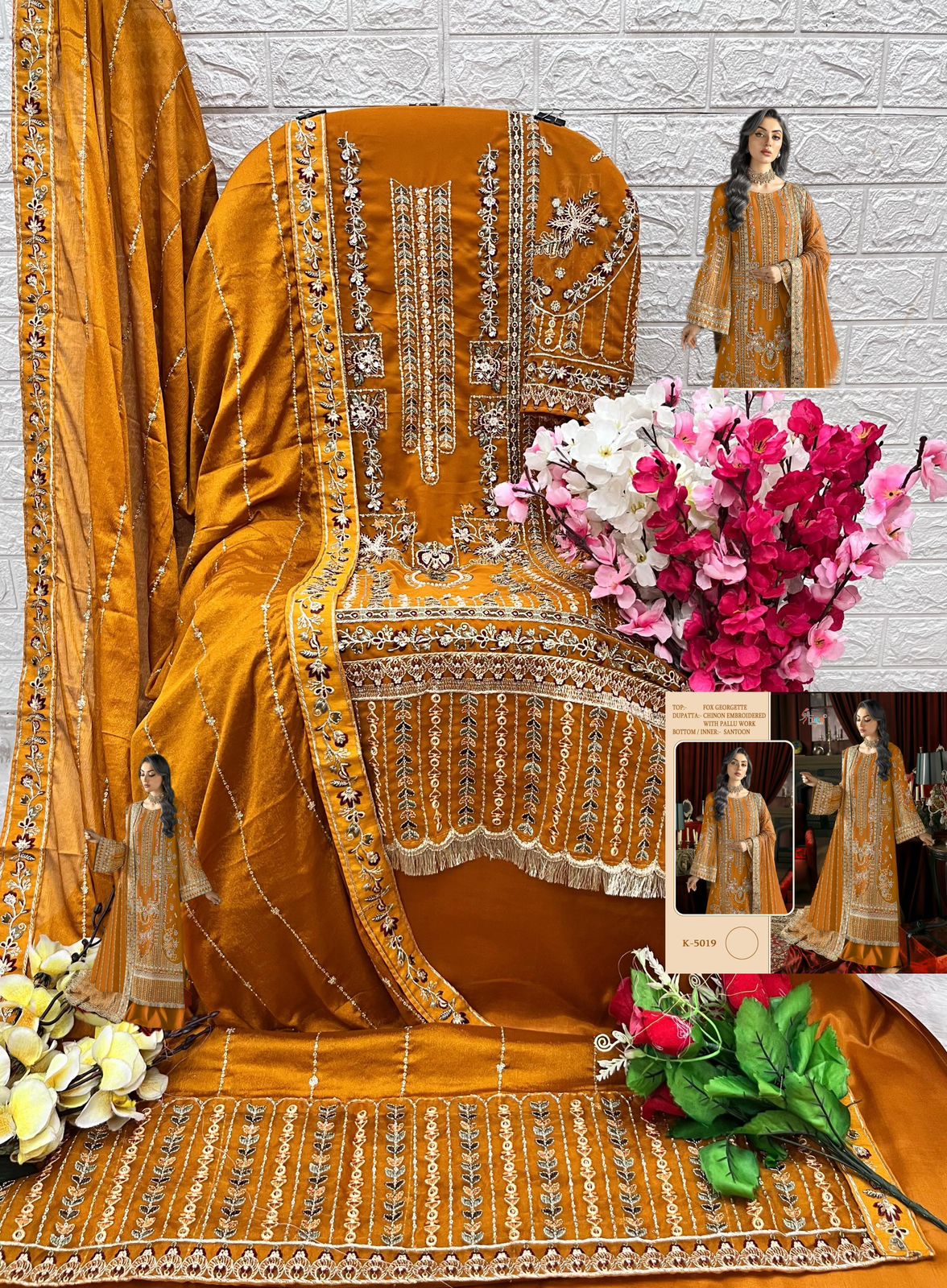 Haldi Yellow Georgette Unstitched Suit – Embroidered & Sequin Work | Haldi & Mehndi Wear