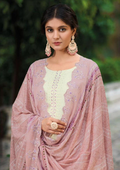 Heavy embroidered Suit with Embroidered Dupatta- Off-white