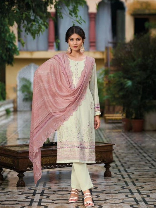Heavy embroidered Suit with Embroidered Dupatta- Off-white