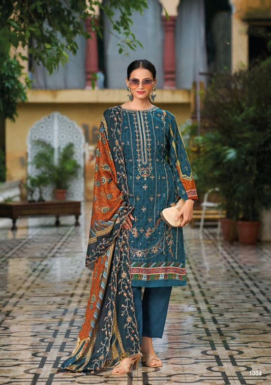 Heavy embroidered Suit with Embroidered Dupatta- Blue