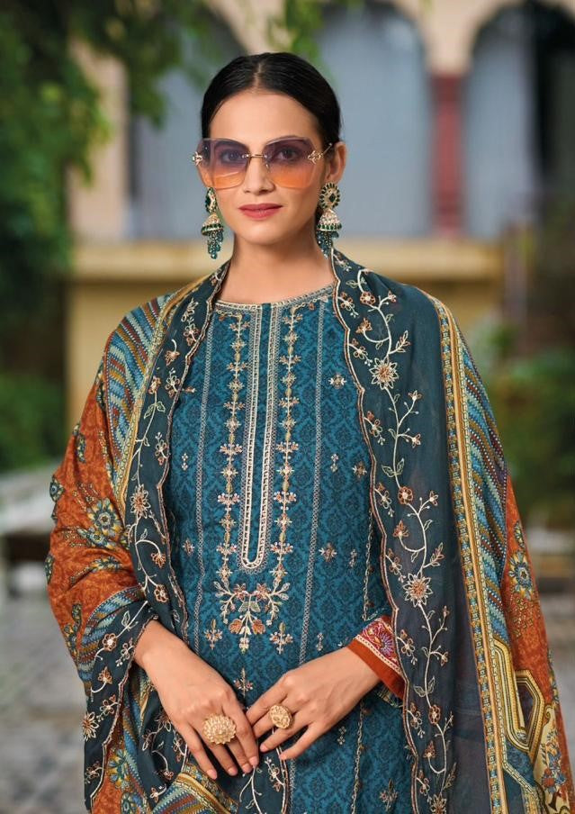 Heavy embroidered Suit with Embroidered Dupatta- Blue