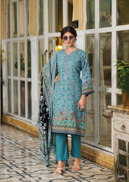 Heavy embroidered Suit with Embroidered Dupatta- Blue
