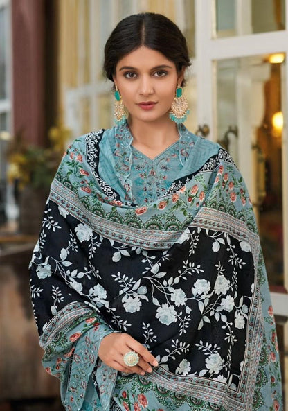 Heavy embroidered Suit with Embroidered Dupatta- Blue