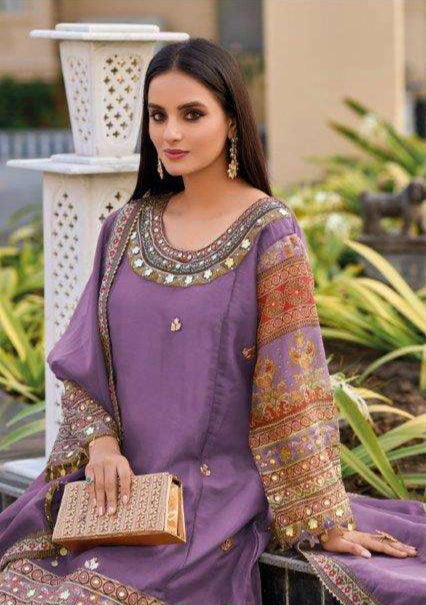 Pure Tissue Viscose Shimmer Set – Gota Patti & Rajwada Print | Sangeet & Mehndi Wear