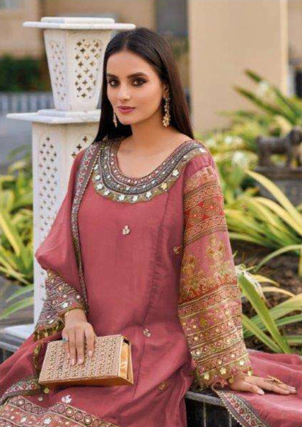 Pure Tissue Viscose Shimmer Set – Gota Patti & Rajwada Print | Sangeet & Mehndi Wear