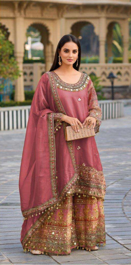 Pure Tissue Viscose Shimmer Set – Gota Patti & Rajwada Print | Sangeet & Mehndi Wear