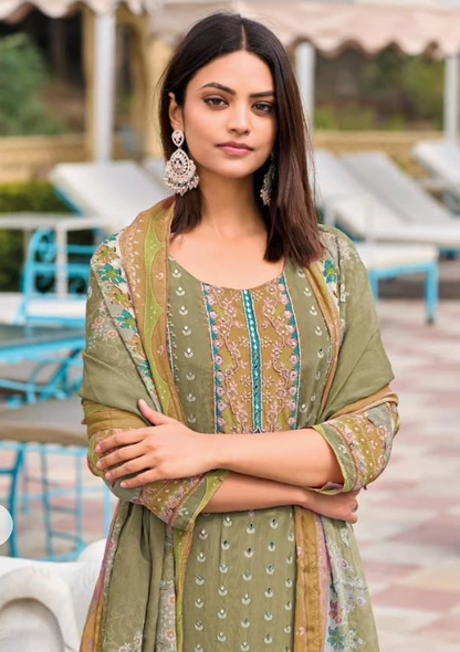 Pure Crepe Embroidered Suit Set