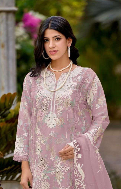 Readymade Organza Embroidered Suit – Floral Satin Inner & Cutwork Dupatta | Luxe Ethnic Wear