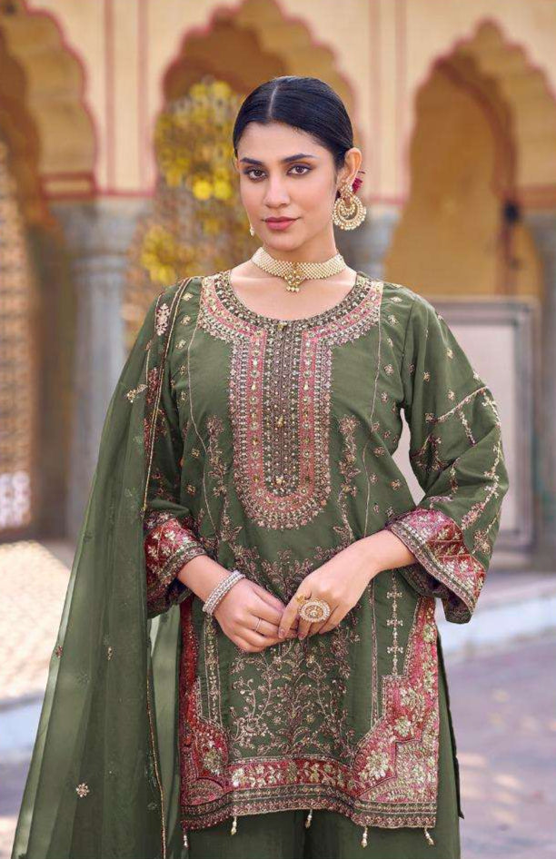 Readymade Silk Gharara Set – Antique Gold Embroidery | Wedding & Festive Wear