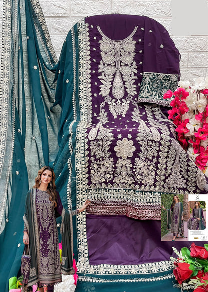Jewel Tones Georgette Embroidery Suit