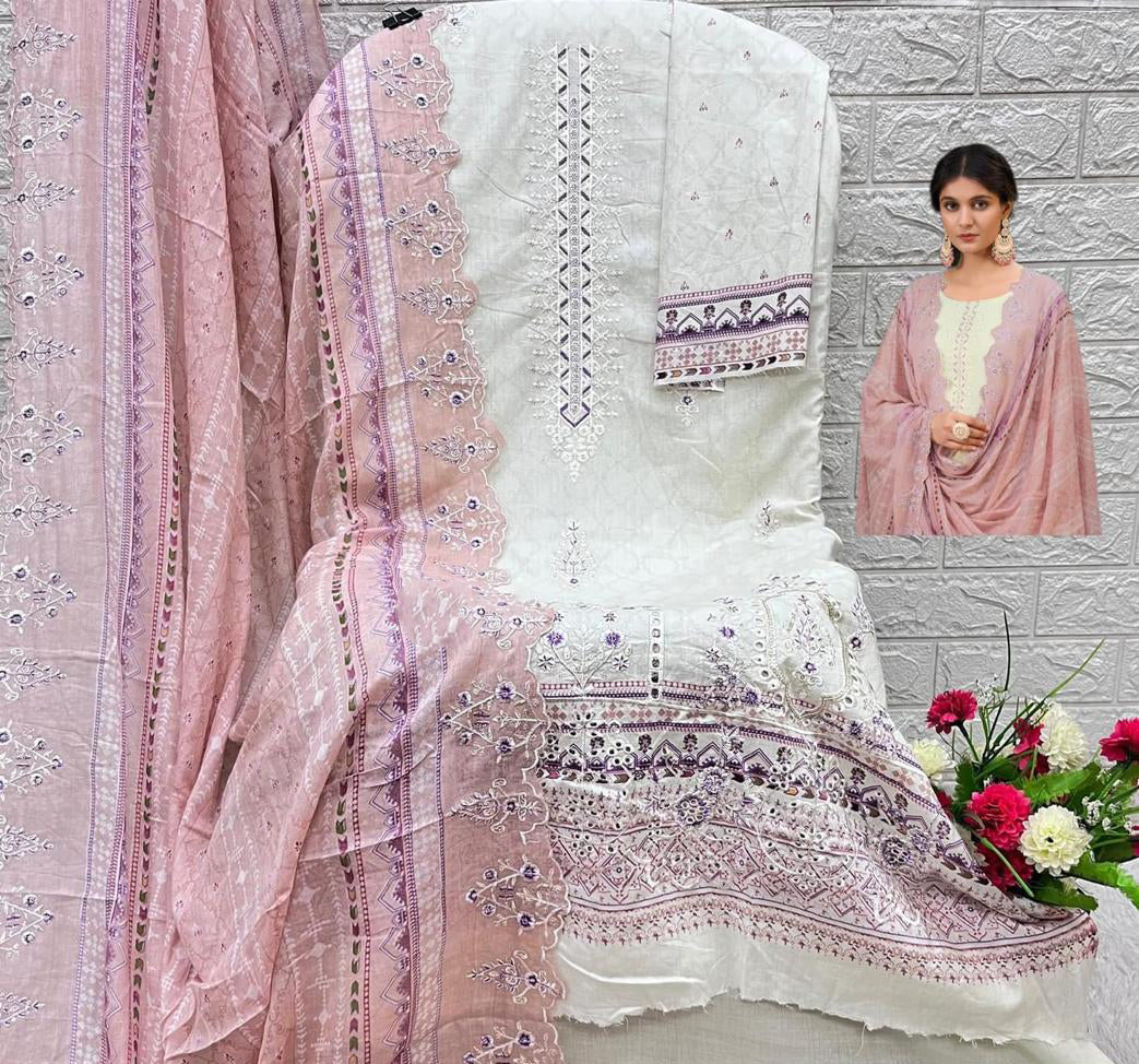 Heavy embroidered Suit with Embroidered Dupatta- Off-white
