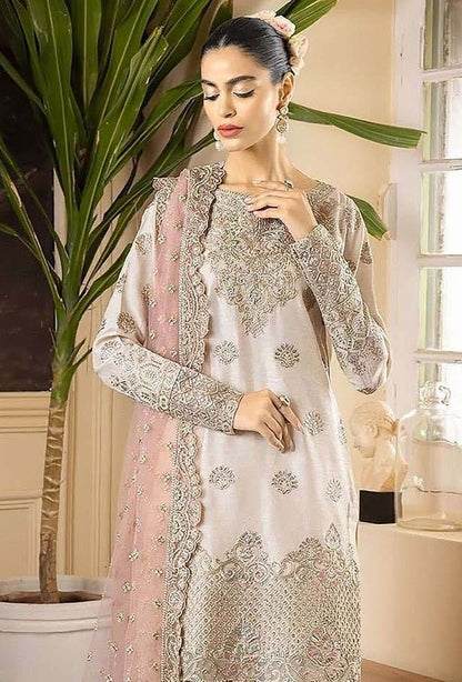 Pure white ethereal gharara Semi-stitched